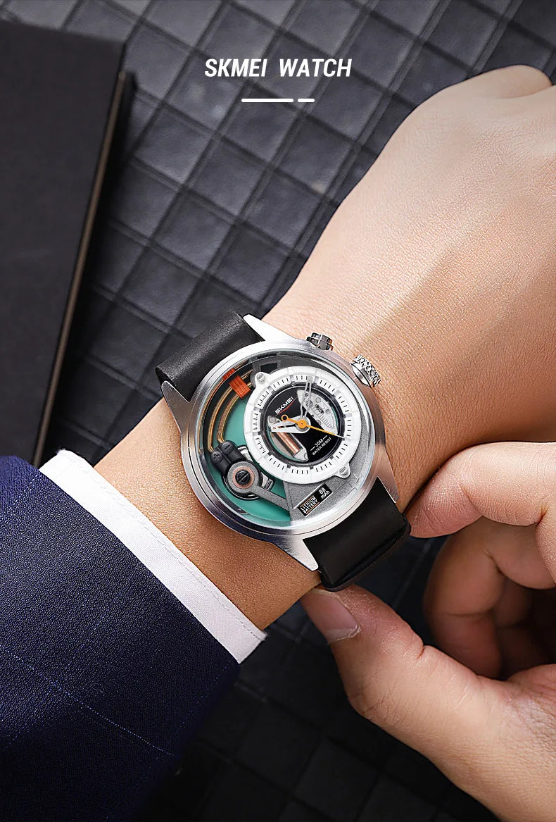 Creative cyberpunk style men's wristwatch 3D dial LED light simple leisure quartz watches for man reloj poedagar hombre