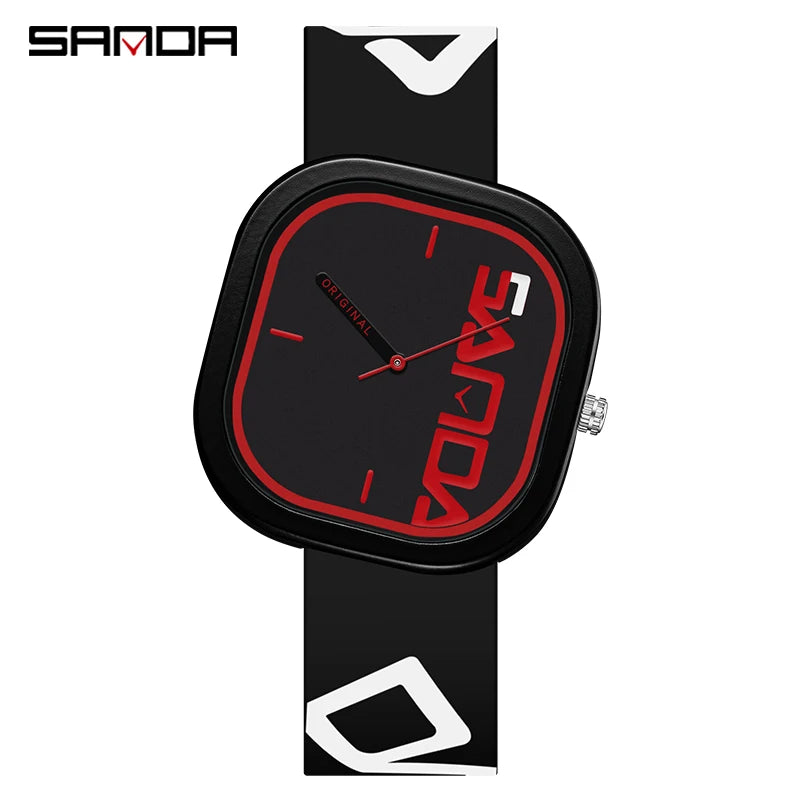 SANDA Brand Fashion Sports Quartz Watch Men Luxury Casual Waterproof Silicone Strap Men Clock  Simple Design Men Wristwatch 3203