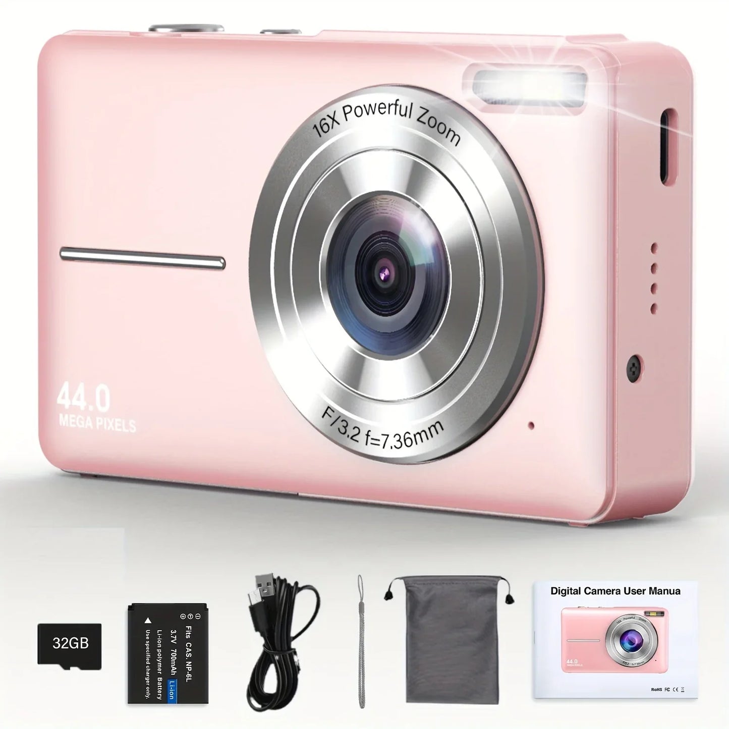 DC403 44MP HD Digital Camera 16X Digital Zoom Cameras Support For Taking Photos Recording Videos For Thanksgiving New Year Gifts