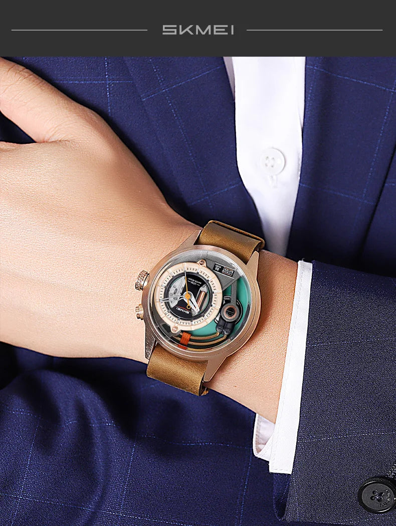 Creative cyberpunk style men's wristwatch 3D dial LED light simple leisure quartz watches for man reloj poedagar hombre