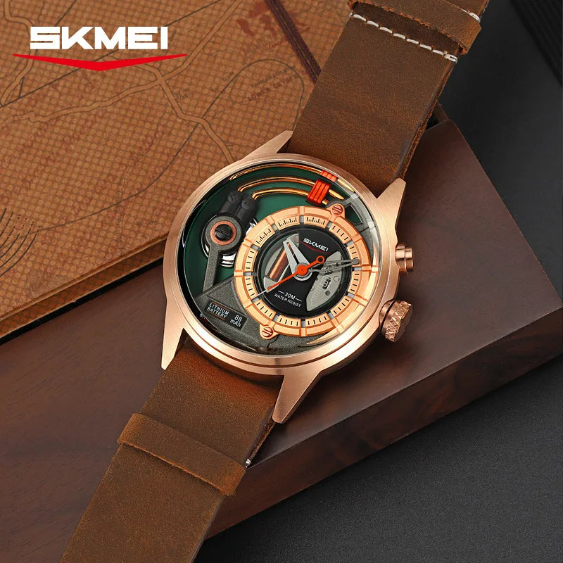 Creative cyberpunk style men's wristwatch 3D dial LED light simple leisure quartz watches for man reloj poedagar hombre