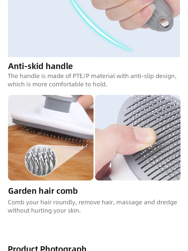 Pet Comb Automatic Hair Removal Comb Stainless Steel Needle Comb Cat Comb Cleaning Household Goods One Click Hair Removal