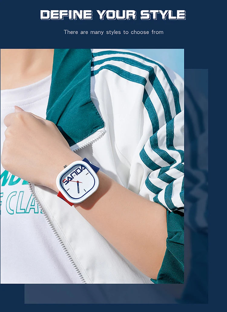 SANDA Brand Fashion Sports Quartz Watch Men Luxury Casual Waterproof Silicone Strap Men Clock  Simple Design Men Wristwatch 3203