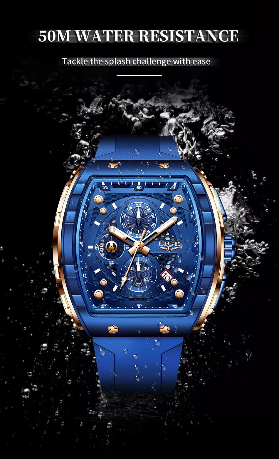 LIGE Top Brand Luxury Watches Men Sport 50M Waterproof Quartz Mens Watch Military Luminous Dive Wristwatch Male Reloj Homre 2024