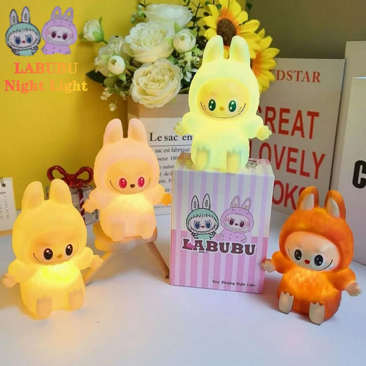 Labubu Night Light Cartoon Cute Children Toy Gift Diy Resin Car Labubu Model Soft Glow Bedside Companion for Sleep gift