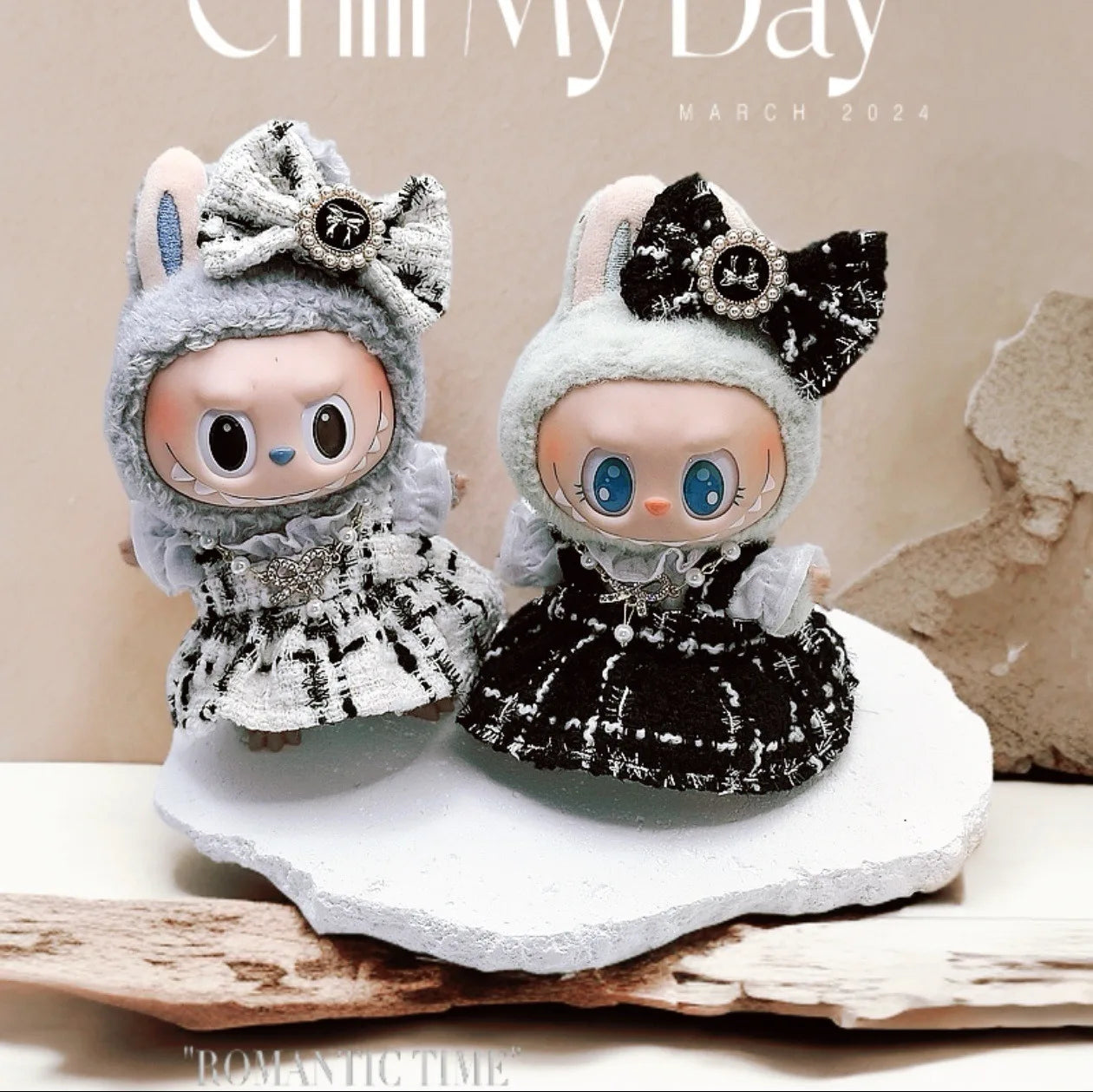 Labubu Doll Clothes For 17cm Labubu Accessories Classic Dress Grid Style Suit Skirt DIY Mini Dolls Clothing