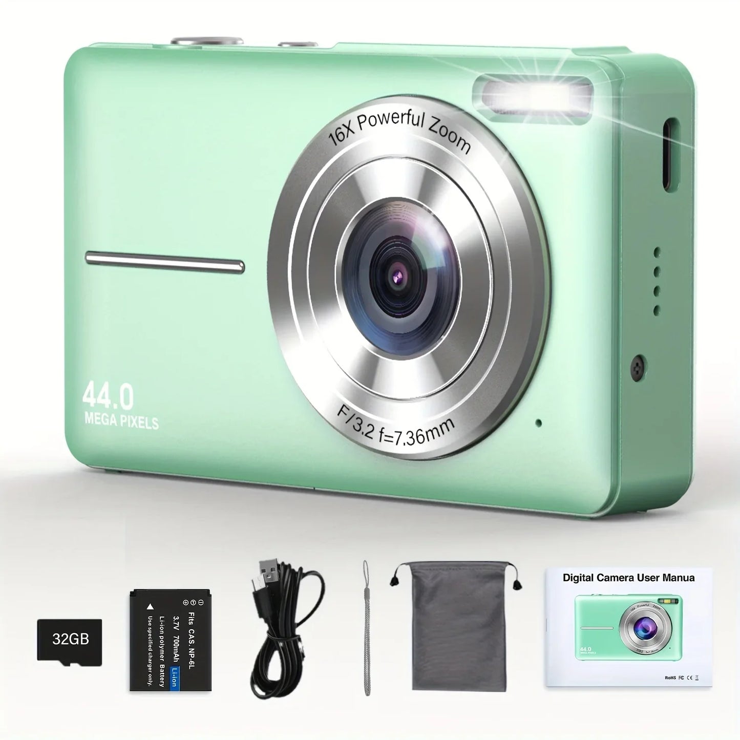 DC403 44MP HD Digital Camera 16X Digital Zoom Cameras Support For Taking Photos Recording Videos For Thanksgiving New Year Gifts