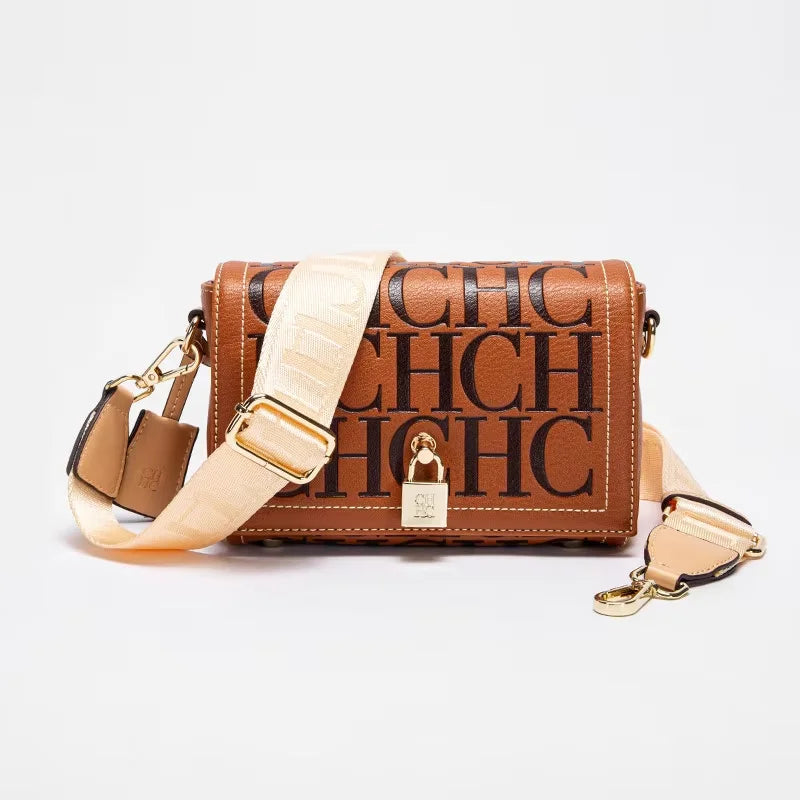 CH Fashion Design 2024 New Solid Colour Printed Head Bag Model Metal Accessories Buckle Women's Shoulder Bag Luxury Brand