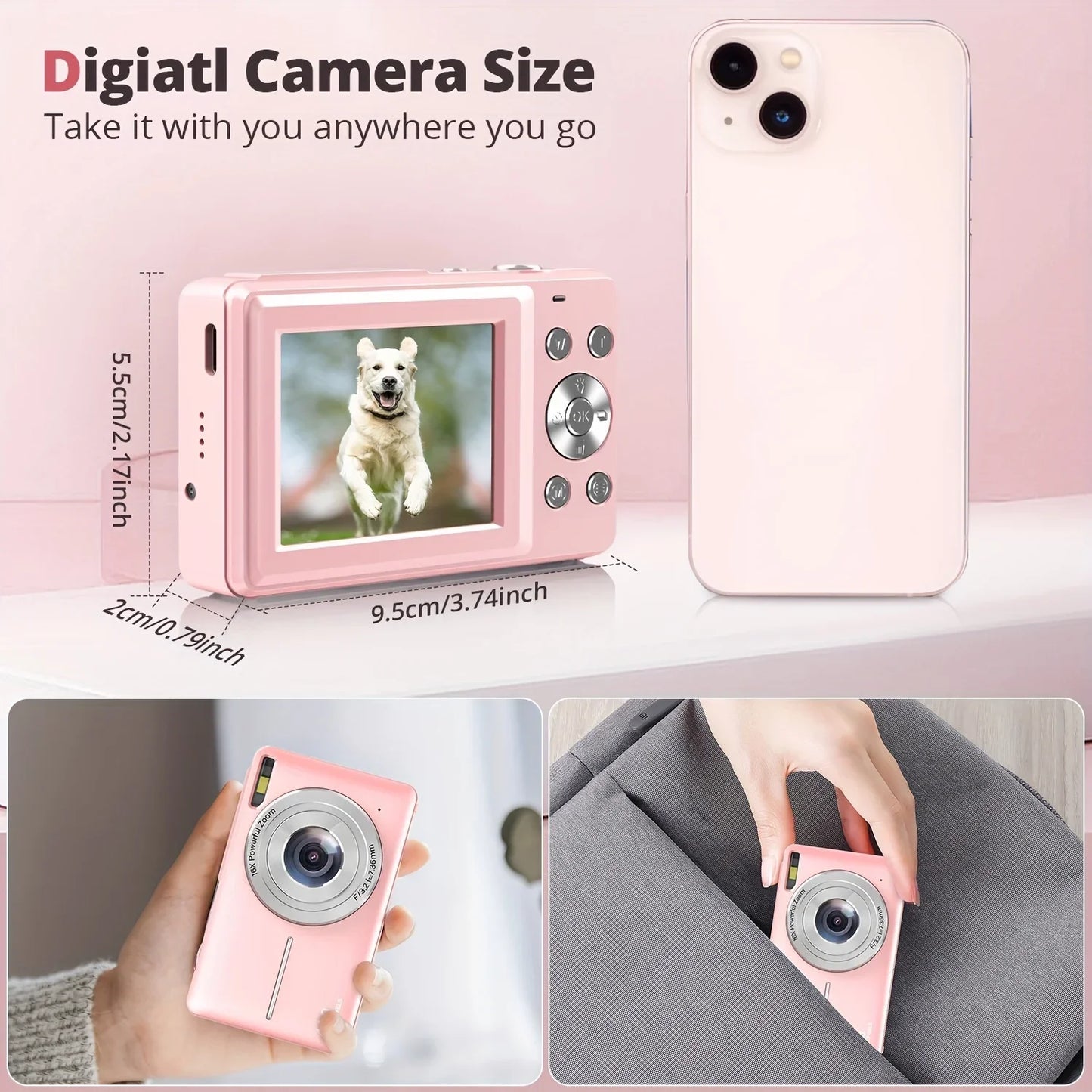 DC403 44MP HD Digital Camera 16X Digital Zoom Cameras Support For Taking Photos Recording Videos For Thanksgiving New Year Gifts