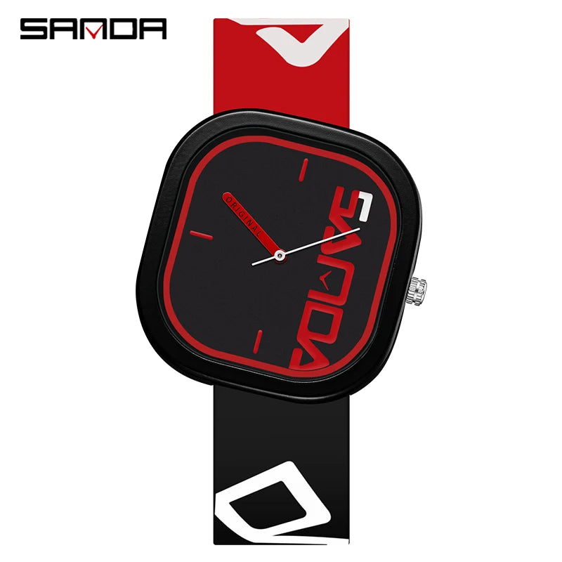 SANDA Brand Fashion Sports Quartz Watch Men Luxury Casual Waterproof Silicone Strap Men Clock  Simple Design Men Wristwatch 3203