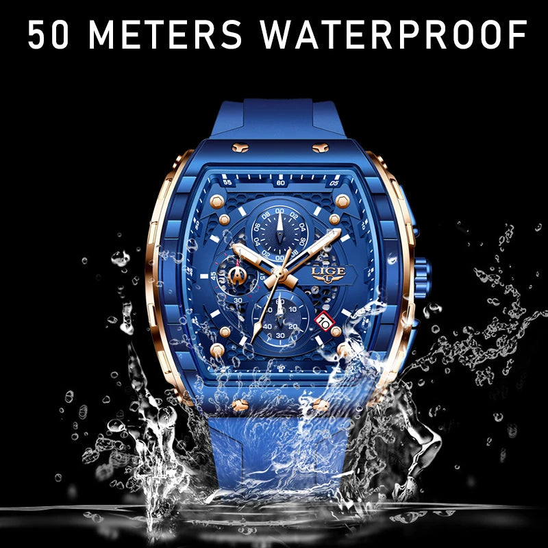 LIGE Top Brand Luxury Watches Men Sport 50M Waterproof Quartz Mens Watch Military Luminous Dive Wristwatch Male Reloj Homre 2024