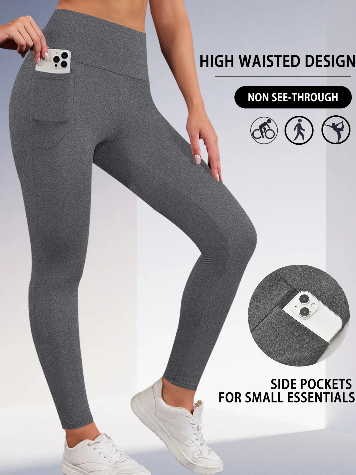Super Soft Sports Leggings With Pockets For Women High Waisted Workout Yoga Running Push Up Gym Fitness Tight Pants Women's