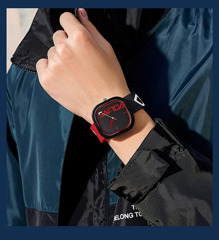 SANDA Brand Fashion Sports Quartz Watch Men Luxury Casual Waterproof Silicone Strap Men Clock  Simple Design Men Wristwatch 3203