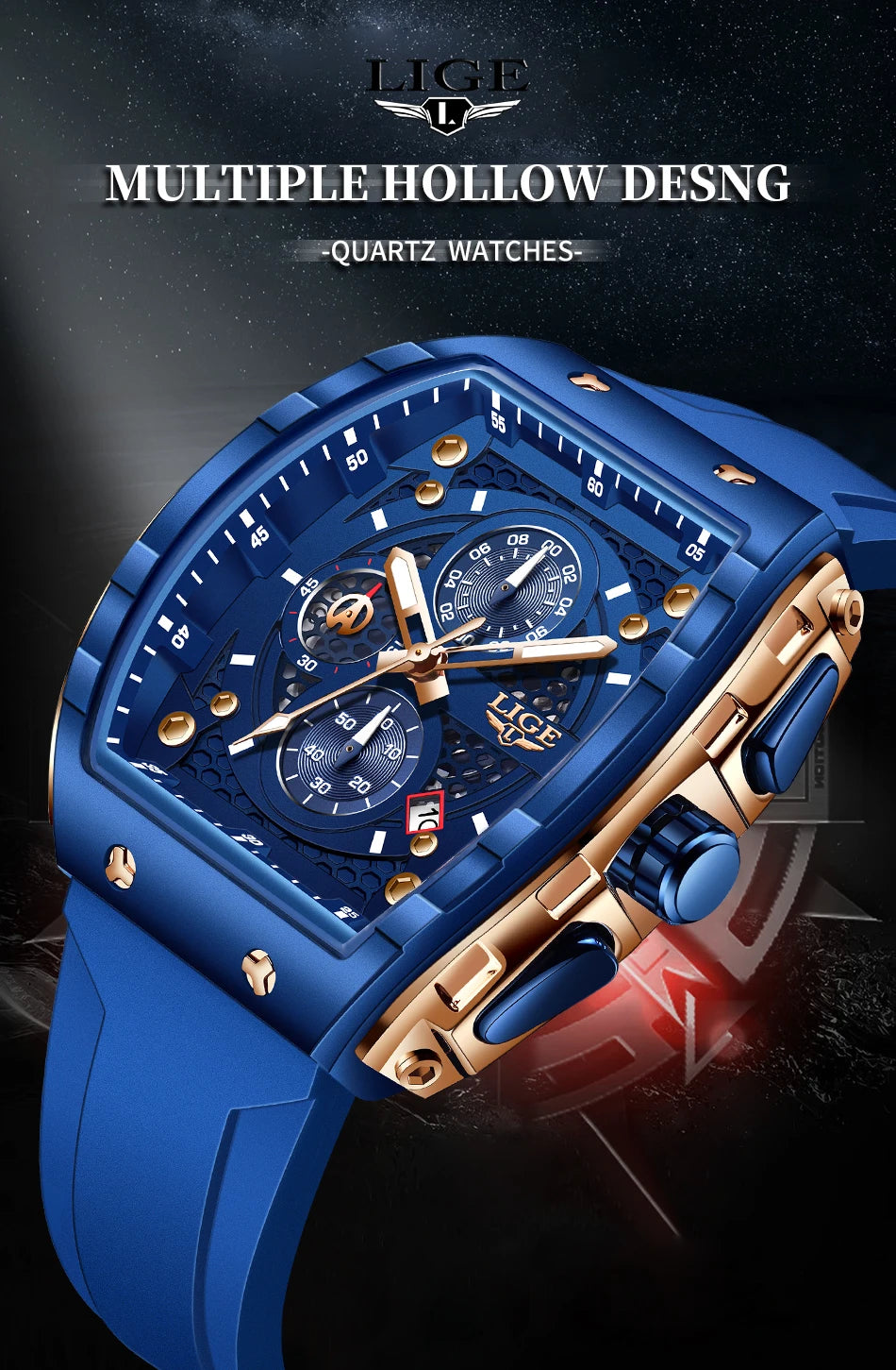 LIGE Top Brand Luxury Watches Men Sport 50M Waterproof Quartz Mens Watch Military Luminous Dive Wristwatch Male Reloj Homre 2024