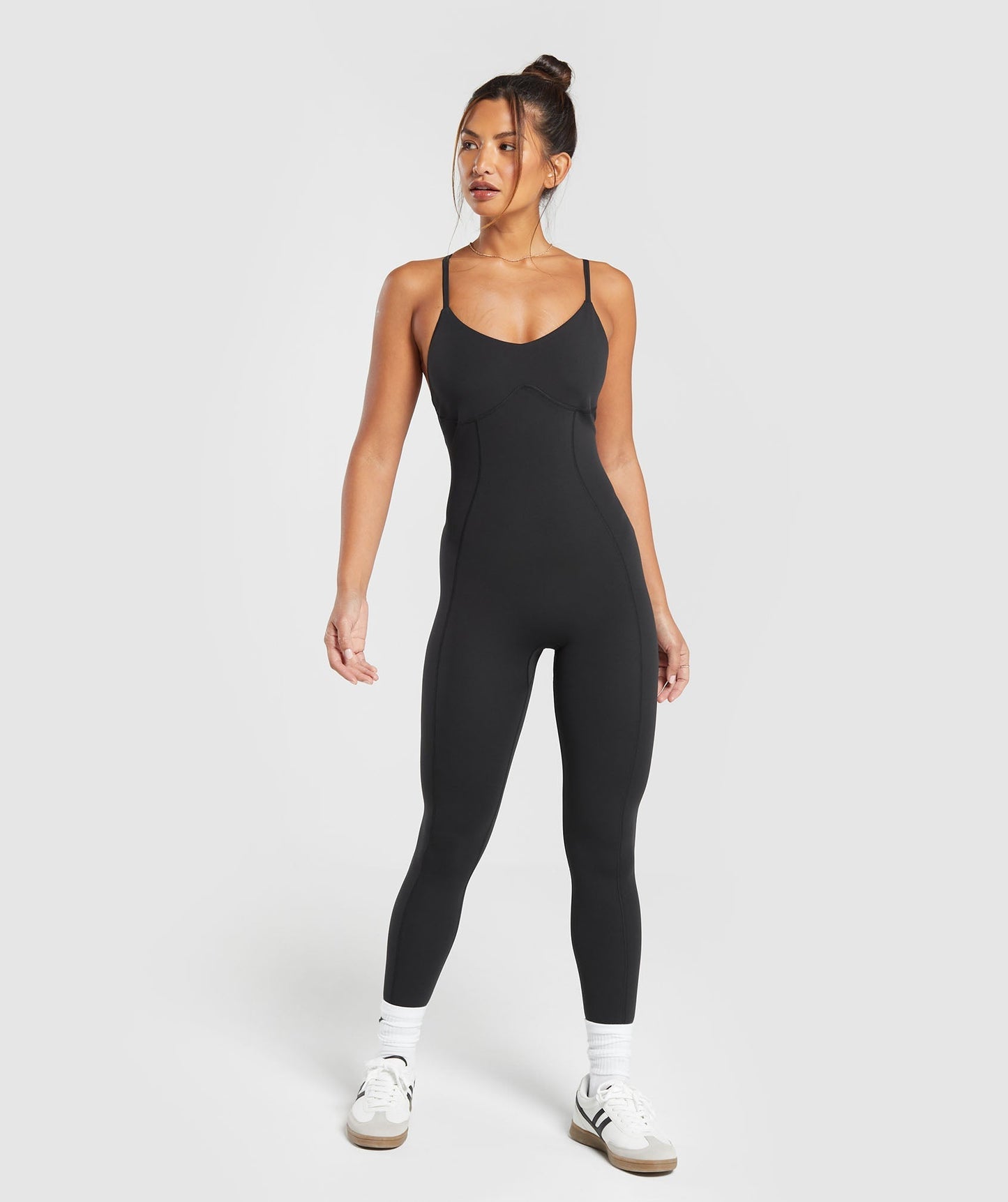 Gymshark Strappy All in one Full length - Negro/Blanco | Gymshark