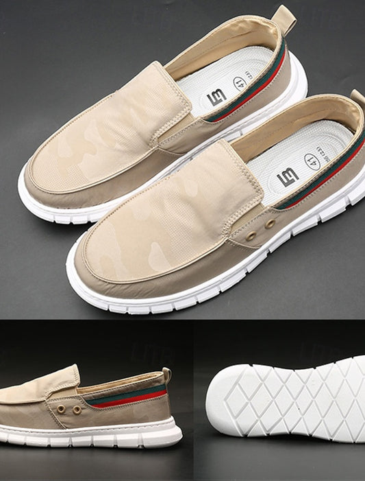 Mocasines de lona sin cordones para hombre