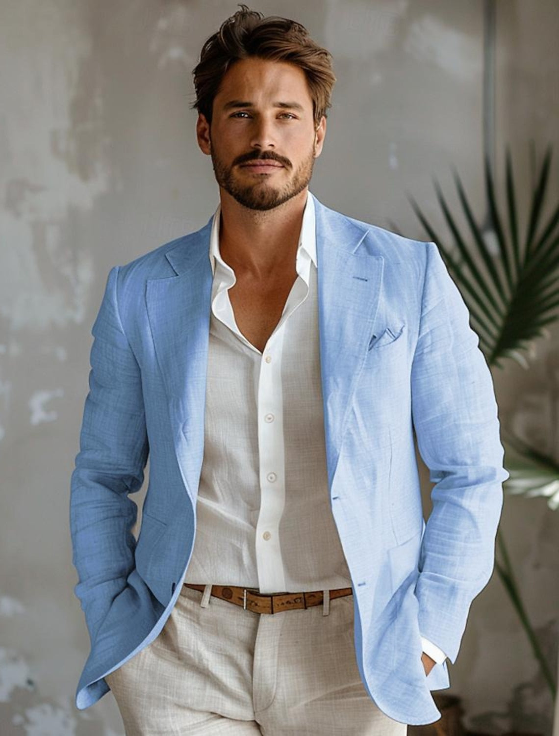 Hombre Chaqueta americana Boda Aniversario Fiesta Verano Primavera Lino Color sólido Recto 1 botón Chaqueta de sport Gris oscuro Negro Verde Claro Azul Marino #15252767