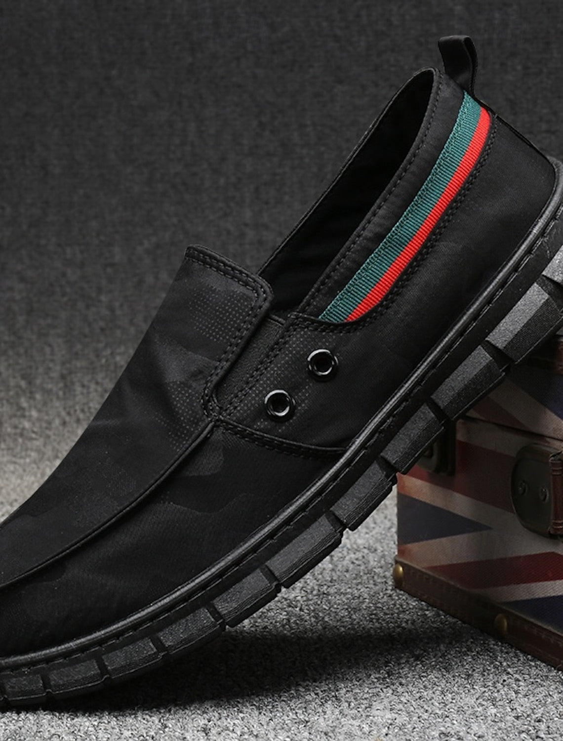 Mocasines de lona sin cordones para hombre