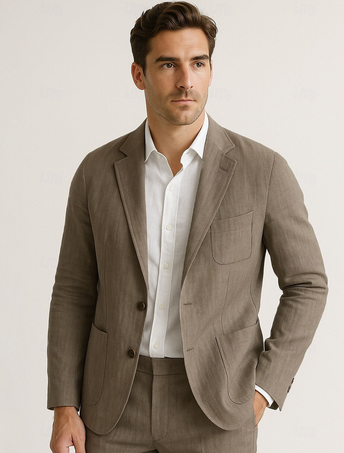 Hombre Chaqueta americana Boda Aniversario Fiesta Verano Primavera Lino Color sólido Recto 1 botón Chaqueta de sport Gris oscuro Negro Verde Claro Azul Marino #15252767