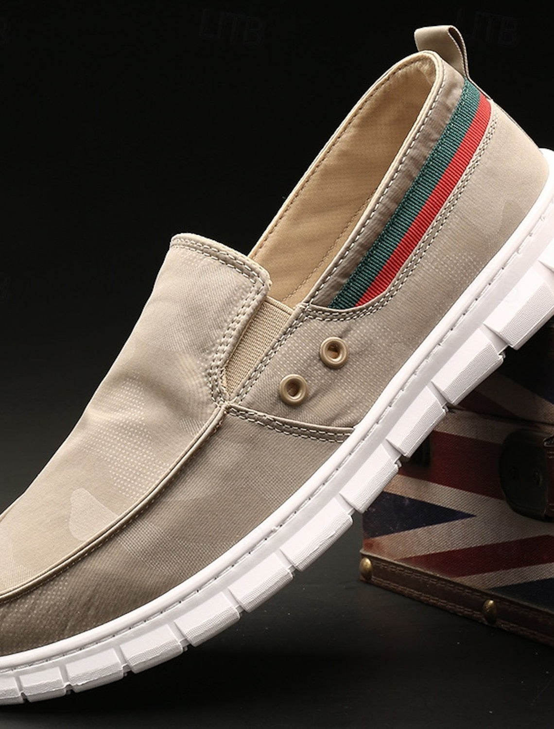 Mocasines de lona sin cordones para hombre