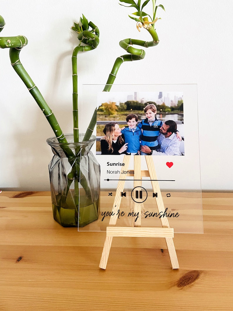 Placa de canción personalizada - Placa de acrílico Regalo para parejas con código y texto Foto de canción de pareja Placa musical de mejor amiga Regalo de último minuto