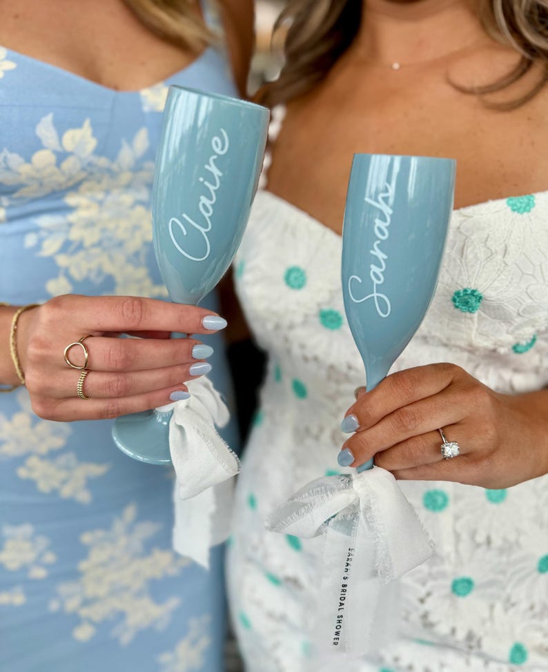 Copa de champán de acrílico personalizada con nombre, recuerdo de fiesta, regalo para despedida de soltera, ideas de regalo para despedida de soltera