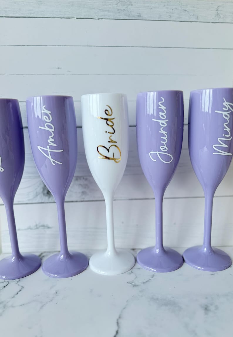 Copa de champán de acrílico personalizada con nombre, recuerdo de fiesta, regalo para despedida de soltera, ideas de regalo para despedida de soltera