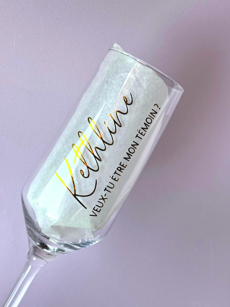 Copa de champán personalizada, regalo de boda, solicitud de testigo, pegatina personalizada para copa de boda, copa de champán, nombre, regalo para futuro novio