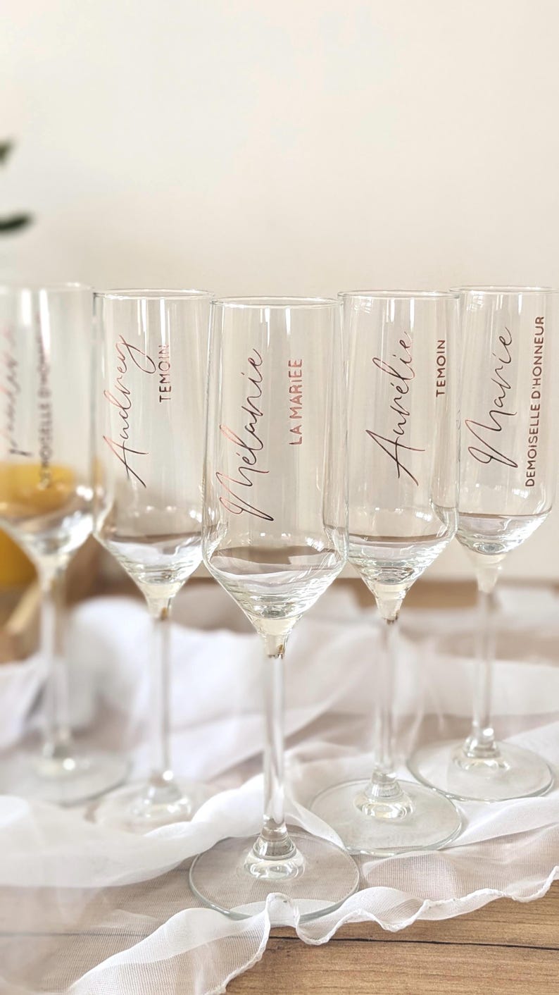 Copa de champán personalizada, regalo de boda, solicitud de testigo, pegatina personalizada para copa de boda, copa de champán, nombre, regalo para futuro novio