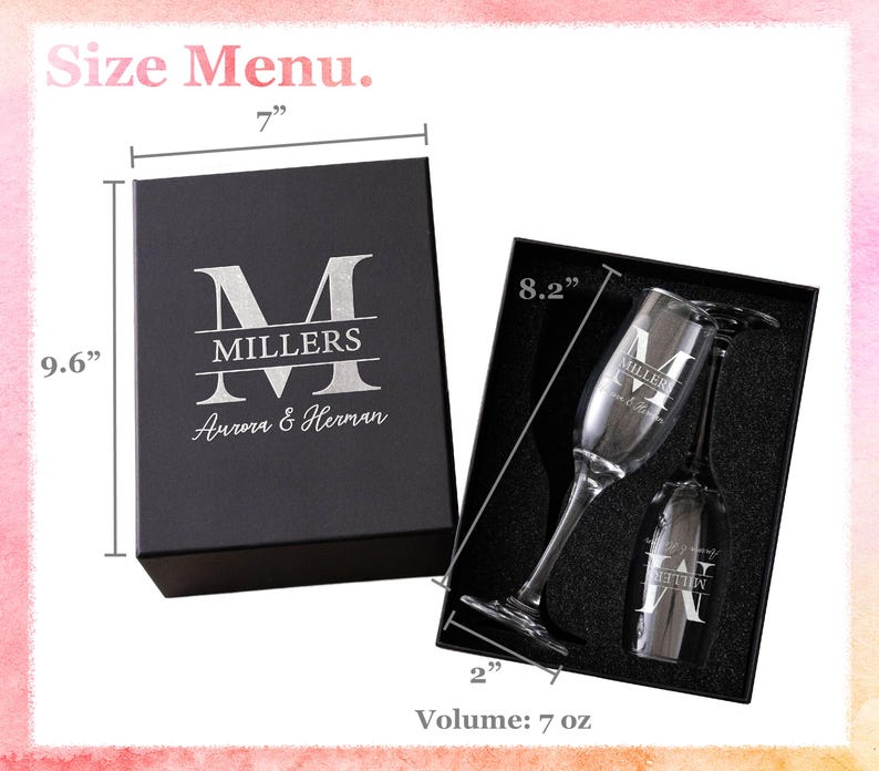 Juego de 2 copas de champán personalizadas, copas de boda para el Sr. y la Sra., regalo de boda personalizado, copas de brindis grabadas para los novios.