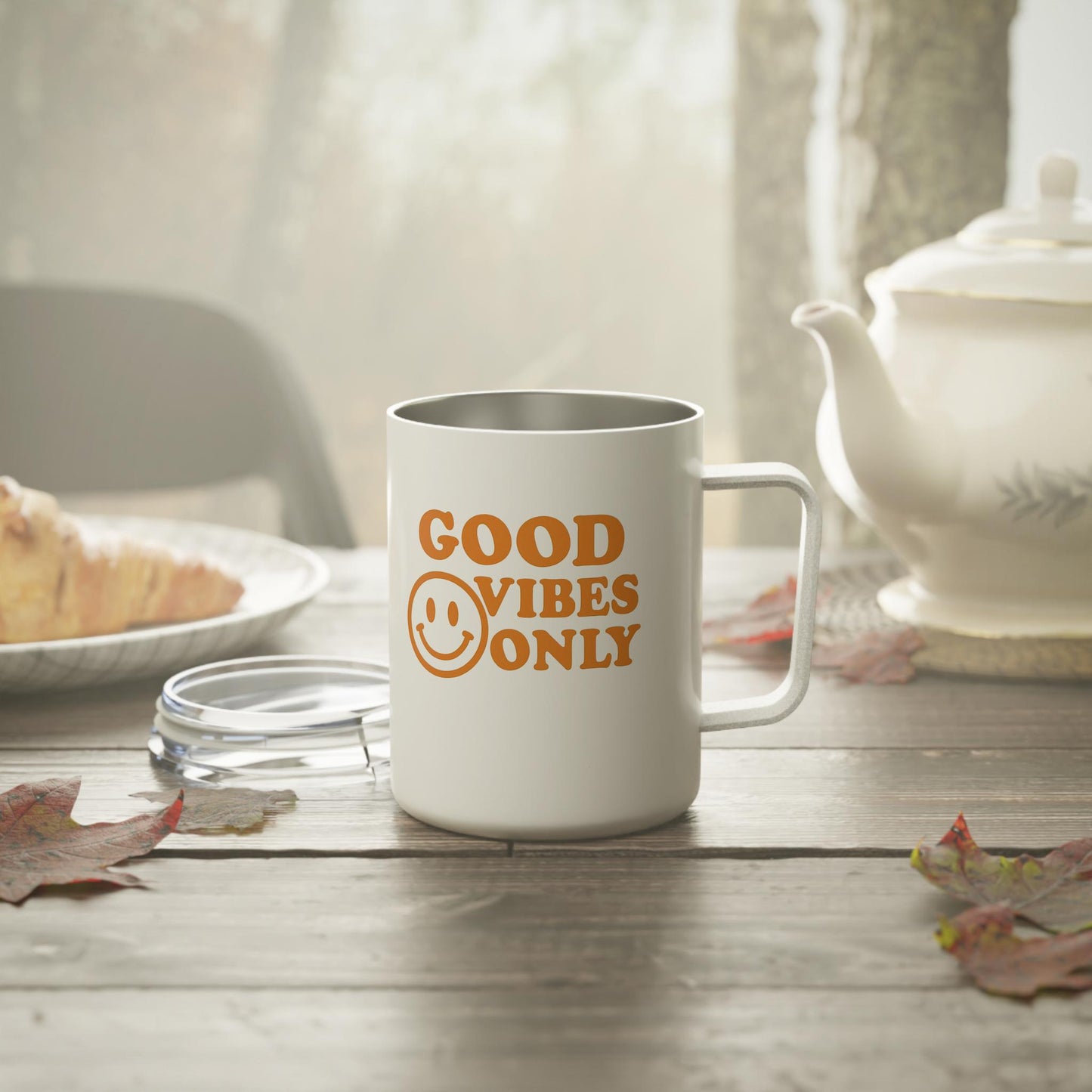 Good Vibes Only Insulated Coffee Mug | 10oz, Positive Message Mug, Motivational Drinkware, Unique Gift for Coffee Lovers, Warm Beverage Mug