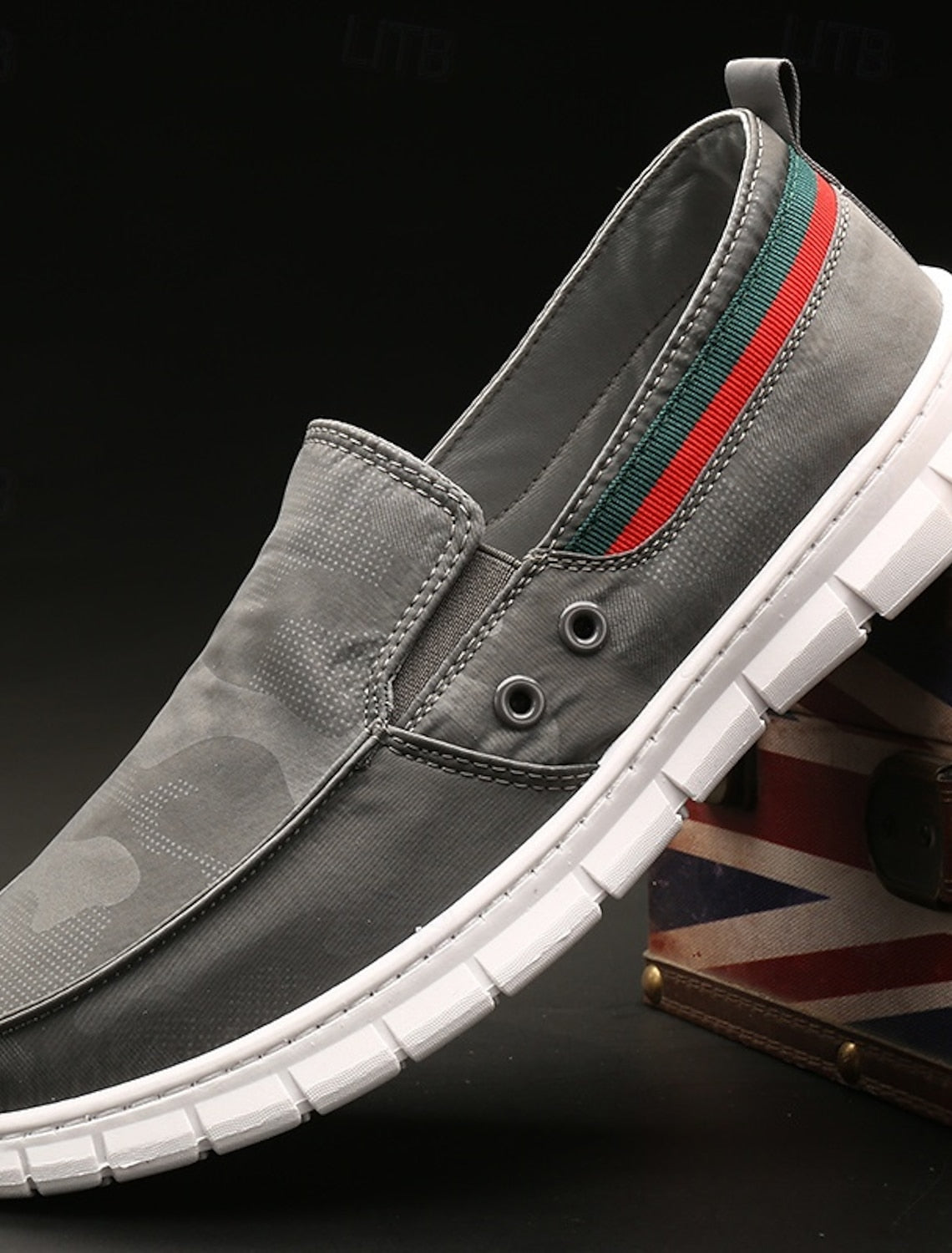 Mocasines de lona sin cordones para hombre