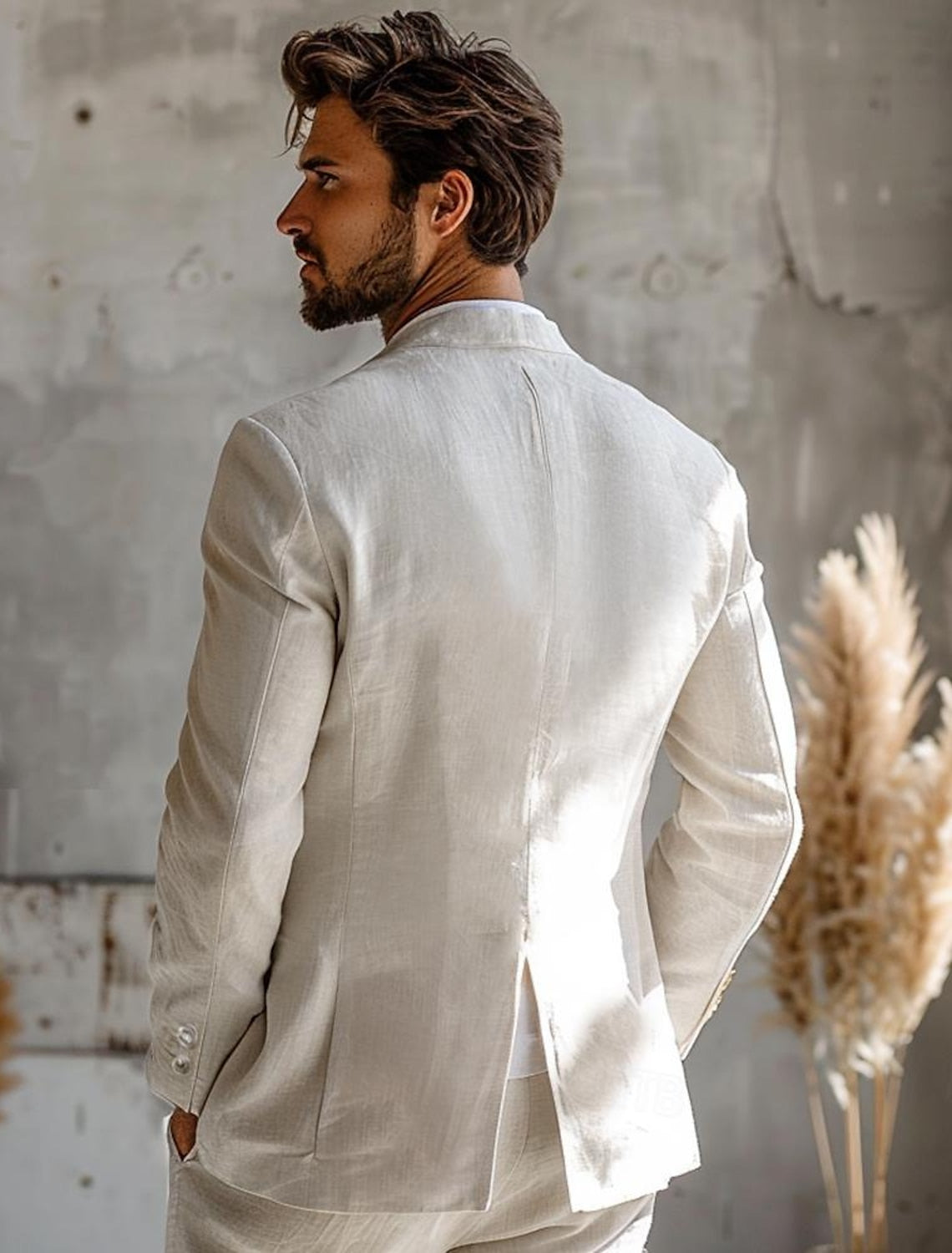 Hombre Chaqueta americana Boda Aniversario Fiesta Verano Primavera Lino Color sólido Recto 1 botón Chaqueta de sport Gris oscuro Negro Verde Claro Azul Marino #15252767