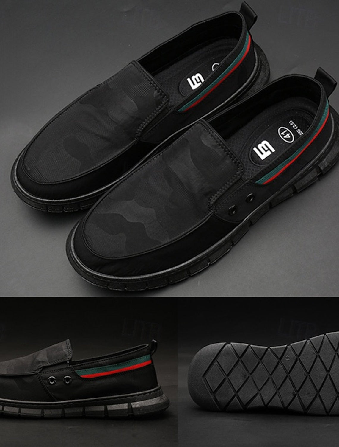 Mocasines de lona sin cordones para hombre