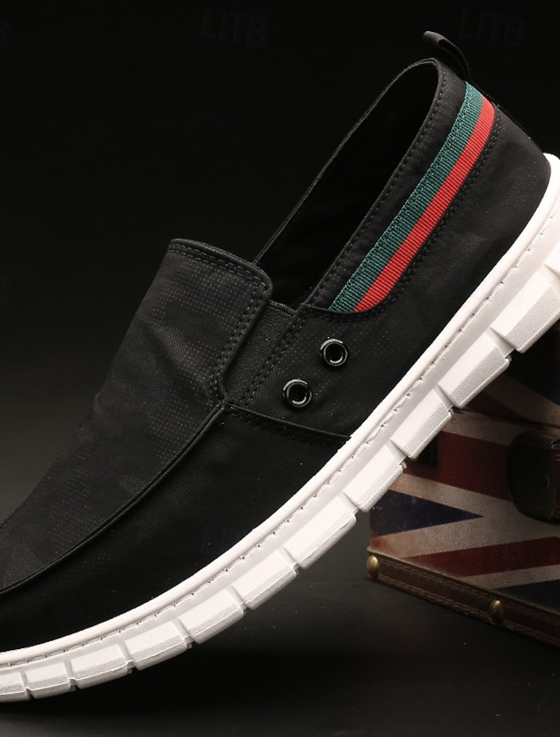 Mocasines de lona sin cordones para hombre