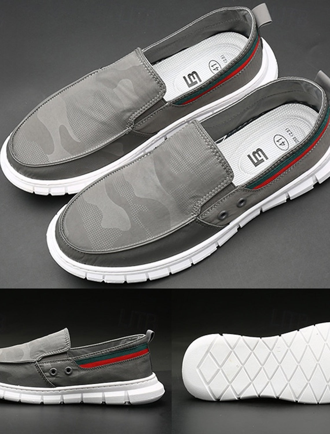 Mocasines de lona sin cordones para hombre