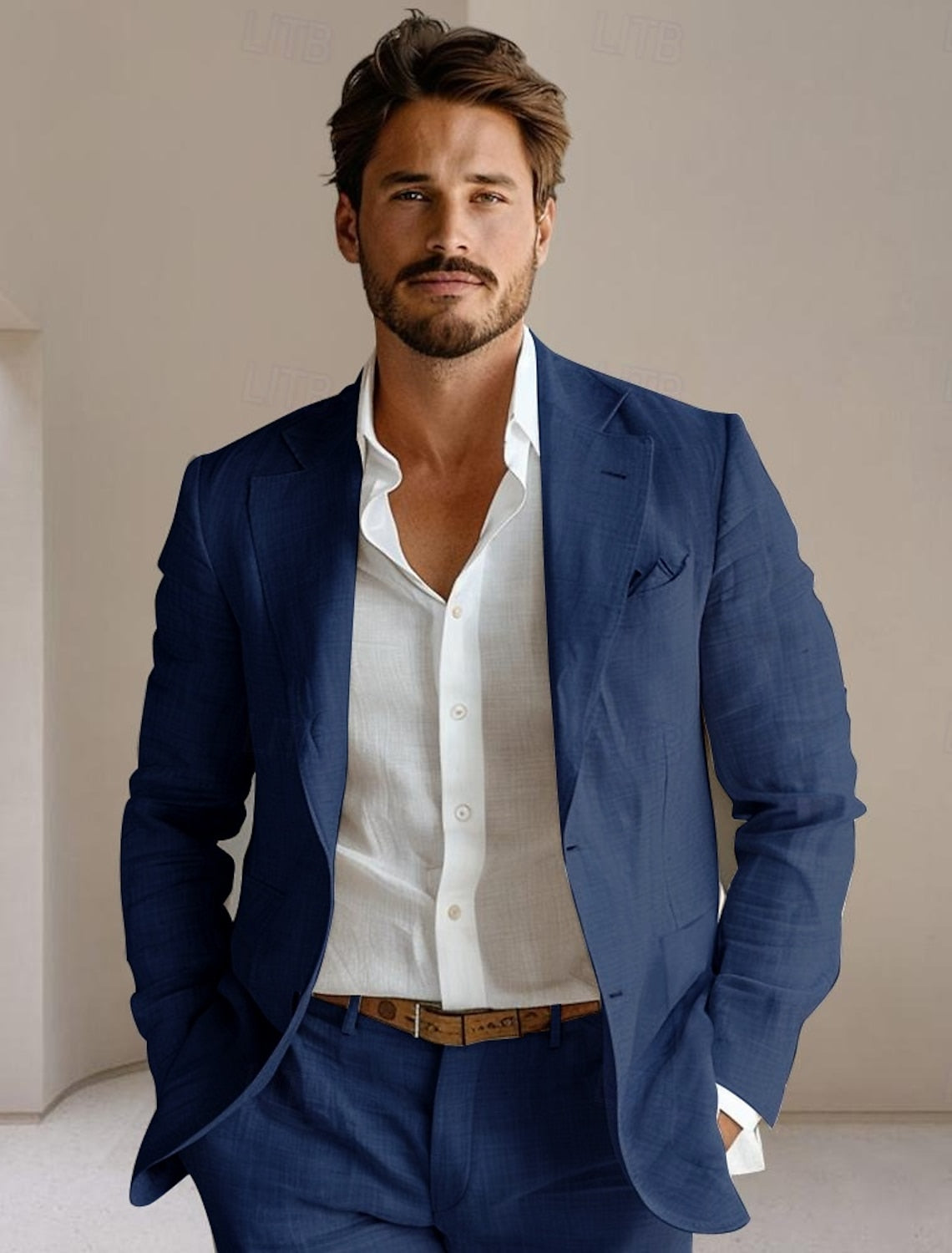 Hombre Chaqueta americana Boda Aniversario Fiesta Verano Primavera Lino Color sólido Recto 1 botón Chaqueta de sport Gris oscuro Negro Verde Claro Azul Marino #15252767